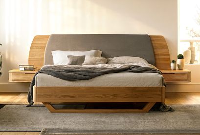 Кровать "Монблан" (с прикроватными тумбами); без основания, без матраса; (1600x2000); бейц-масло; Enjoy 24 Graphite