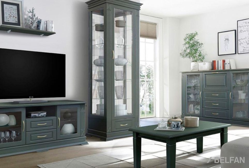 Шкаф с витриной "Верди Люкс 1з" массив и шпон дуба 1