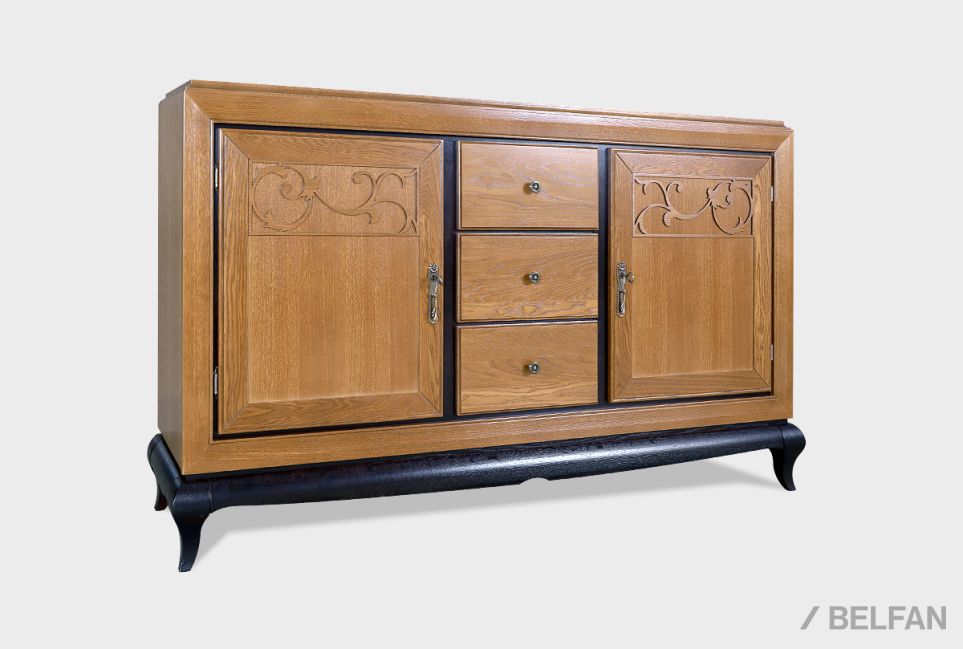 Тумба "Соната" 3 (с ящиками) массив и шпон дуба 2