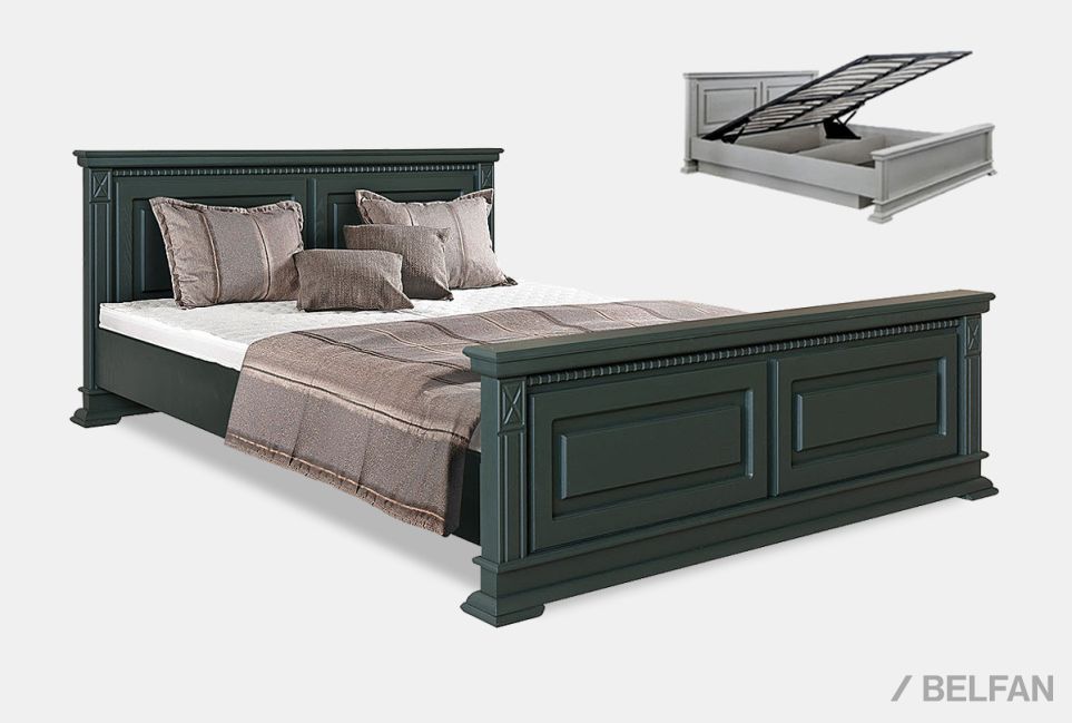 Кровать "Верди Люкс" (высокое изножье) с подъемным механизмом массив и шпон дуба 1