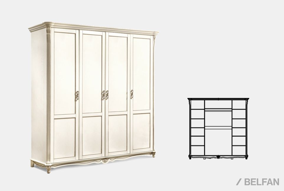 Шкаф 4-х дв. "Алези", без зеркала массив и шпон дуба 2