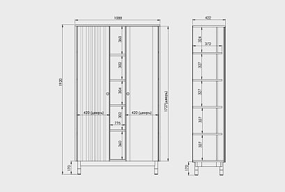 Витрина 2-х дверная "Меридиан" с нишей (комбинированная); *А-017.185; к-торфяной дуб, ф-нирвана