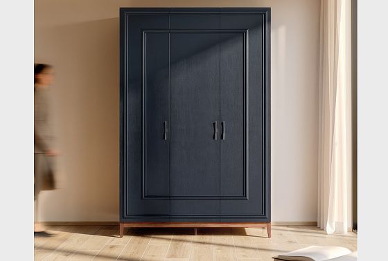 Шкаф 3-х дверный "Сакраменто" (с декором) массив и шпон дуба, МДФ 7