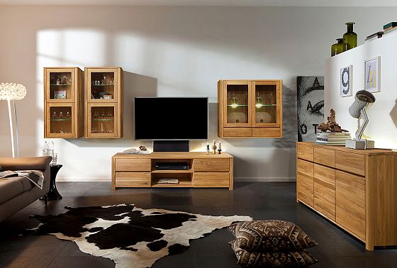 Шкаф навесной 2-х секц. "Норд" (с ящиками) массив дуба 2