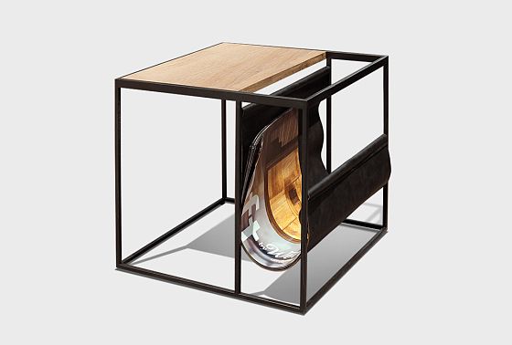 Стол журнальный "Арт" c газетницей массив дуба 2