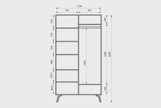 Шкаф для одежды 2-х дверный "Элва" массив и шпон дуба 3