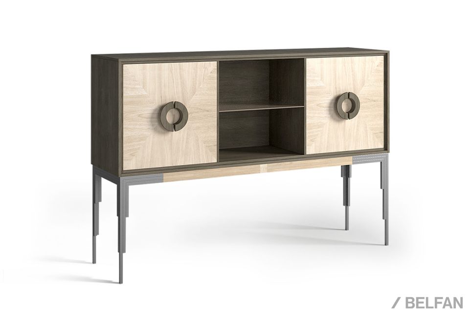 Тумба "Black" 3 (с нишей) массив дуба, металл 1