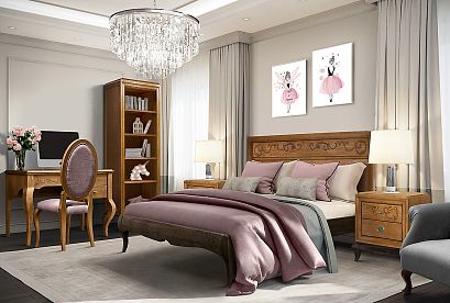 Тумба прикроватная "Соната" (декор); *ММ-283-03; коньяк+горький шоколад с тёмной патиной