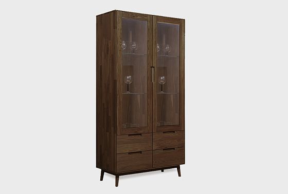 Шкаф с витриной 2-х дверный "Ирвинг" массив дуба 9