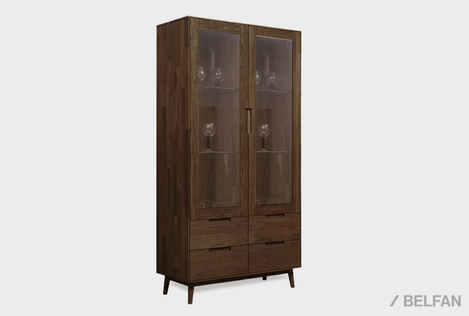 Шкаф с витриной 2-х дверный "Ирвинг" массив дуба 1