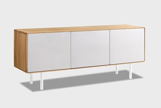 Тумба под ТВ высокая "Норман" 3 массив дуба, МДФ, металл 5