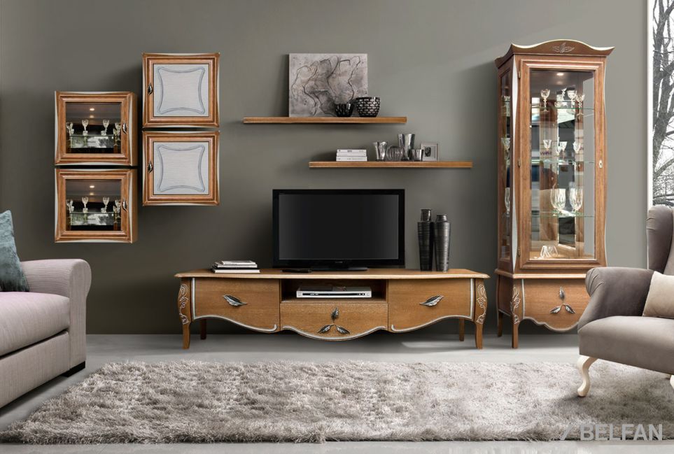 Шкаф с витриной 1-но дв. "Трио" (левый) массив и шпон дуба 7