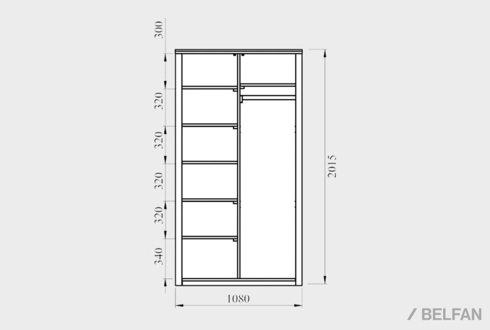 Шкаф для одежды 2-х дверный "Норд" массив дуба 2