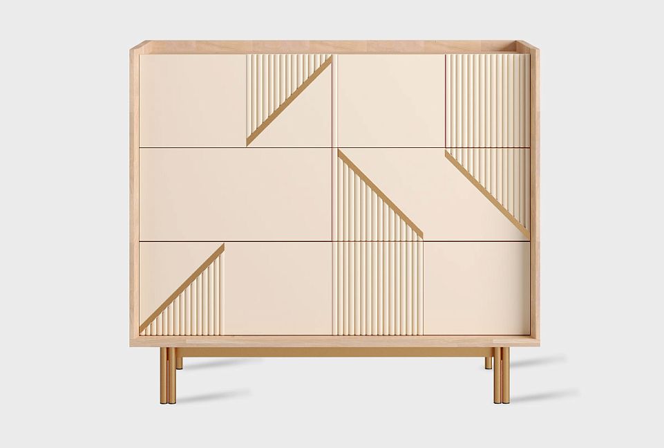 Комод «Авеню» 3; к-персиковое масло, ф-нюд