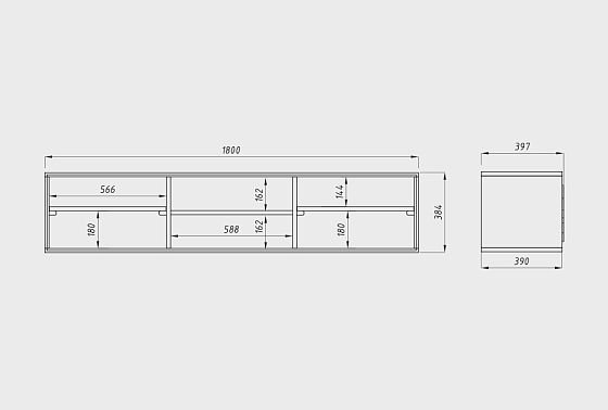 Тумба под ТВ навесная "Ирвинг Дизайн" массив дуба 7