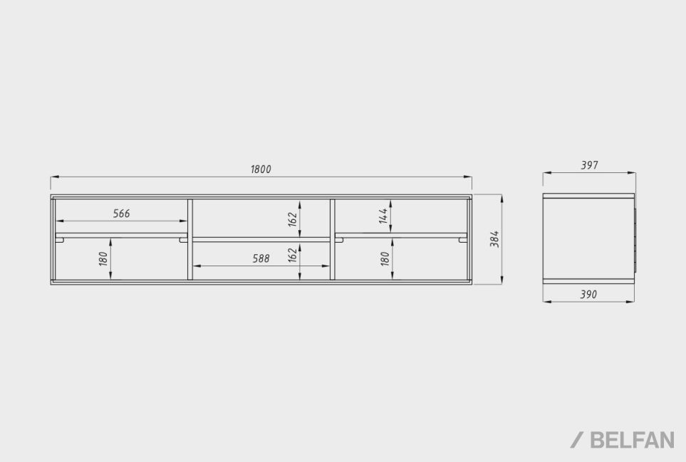 Тумба под ТВ навесная "Ирвинг Дизайн" массив дуба 4