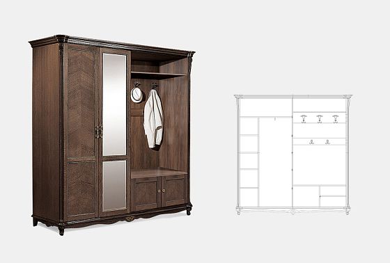 Шкаф комбинированный "Алези 2з" массив и шпон дуба 3