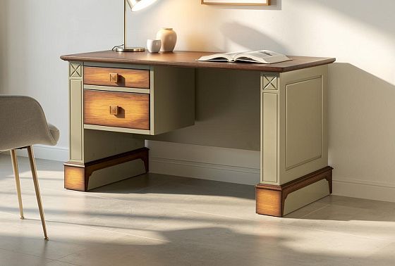 Стол письменный "Бриансон" (1 тумба слева) массив и шпон дуба, МДФ 6