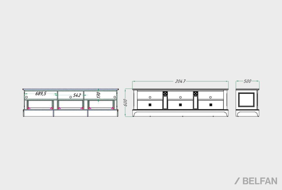 Тумба под ТВ "Бриансон" массив и шпон дуба, МДФ 5