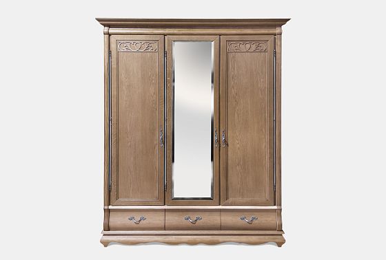 Шкаф для одежды "Тэфи" 3-х дв. с зеркалом массив и шпон дуба 6