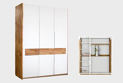 Шкаф для одежды 3-х дверный "Уоллстрит"; *А-012.22; к-бейц-масло, ф-белый, вст-бейц-масло