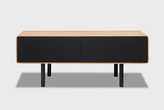 Тумба под ТВ низкая "Норман" 2 массив дуба, МДФ, металл 5