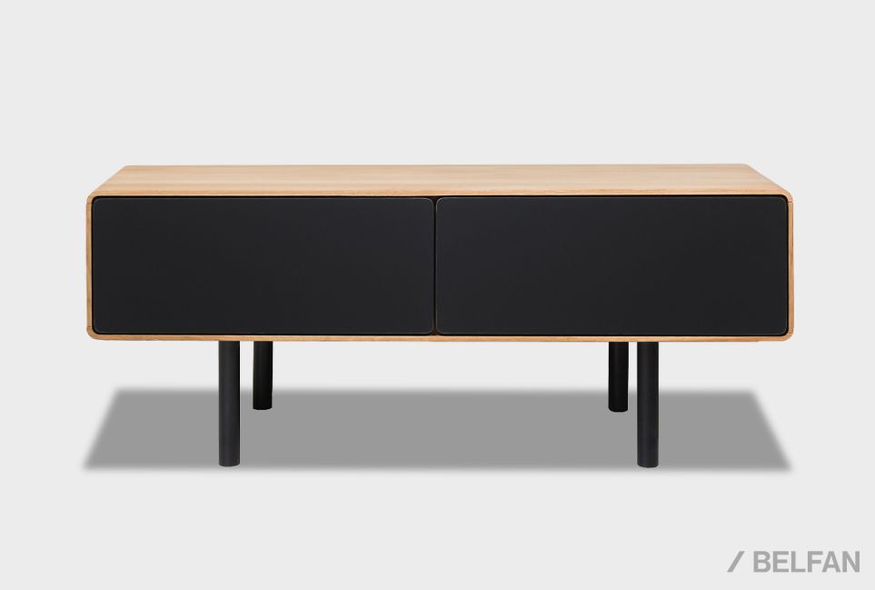 Тумба под ТВ низкая "Норман" 2 массив дуба, МДФ, металл 2