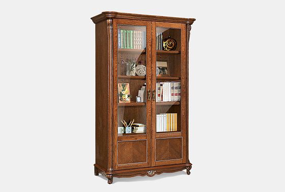 Шкаф для книг "Алези 2/1" массив и шпон дуба 3