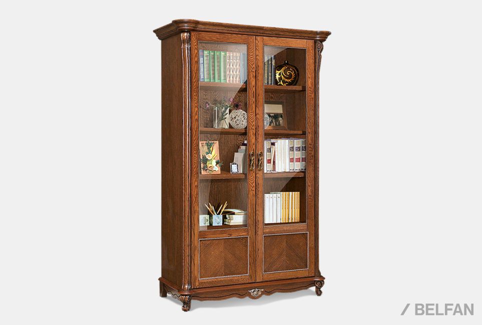 Шкаф для книг "Алези 2/1" массив и шпон дуба 1