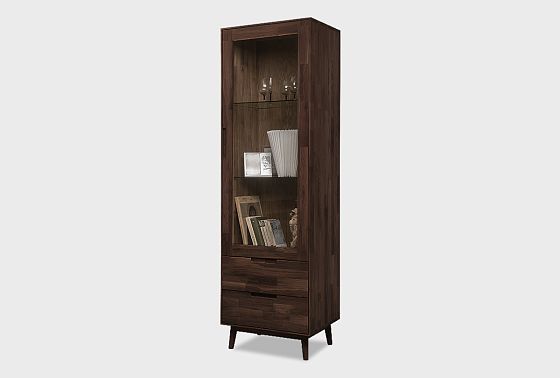 Шкаф с витриной 1-но дверный "Ирвинг" (правый) массив дуба 3