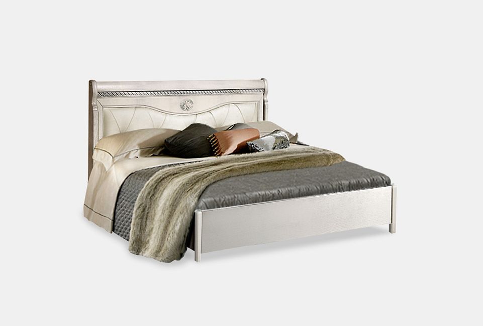 Кровать "Лика" (низкое изножье); без основания, без матраса; (2000x2000); табак с тёмной патиной; 1079 (гр. Кожи 1)