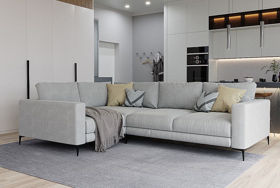 "Мэттью" диван угловой; нераскл.; 1L902R; цвет каркаса/ножек; начальная группа ткани