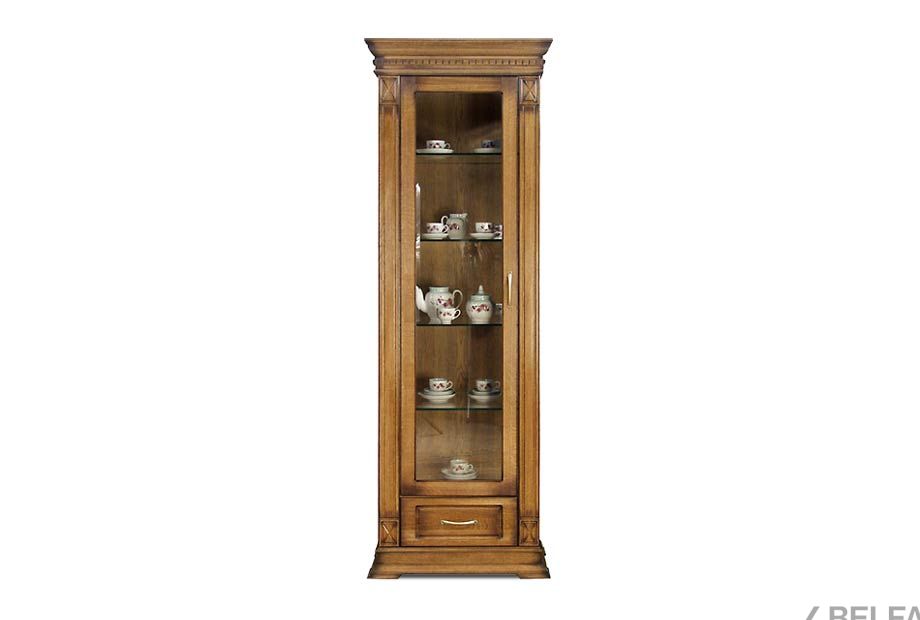 Шкаф с витриной "Верди Люкс 1з" массив и шпон дуба 2