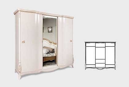 Шкаф-купе для одежды 3-х дв. "Трио" (с зеркалом)