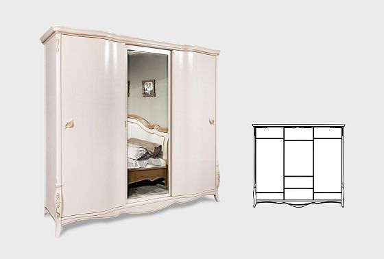 Шкаф-купе для одежды 3-х дв. "Трио" (с зеркалом) массив и шпон дуба 8