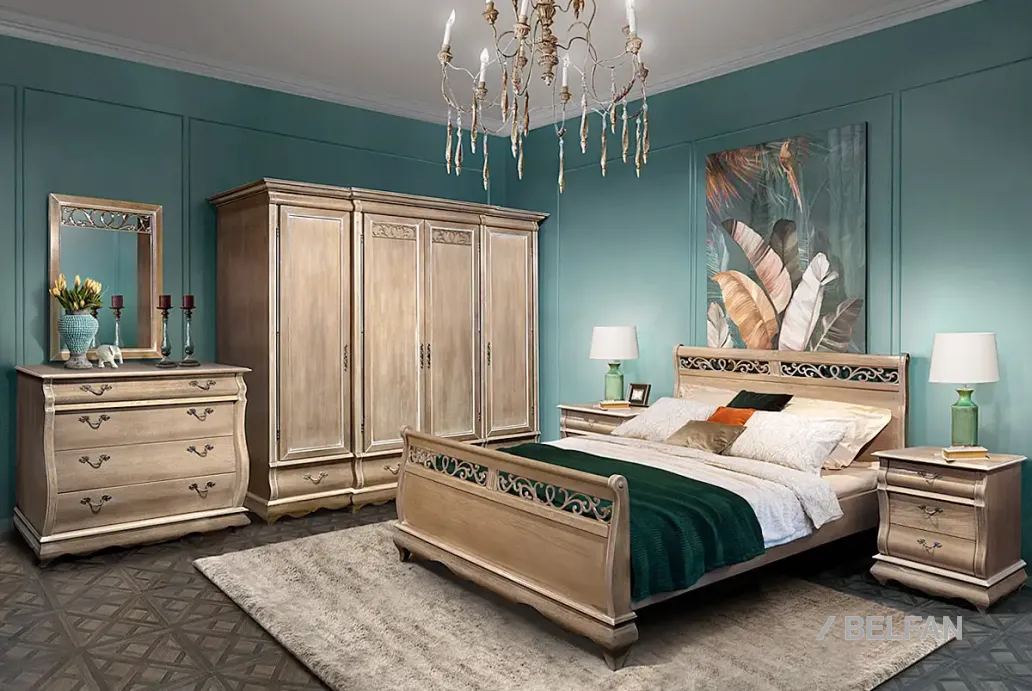 Спальня «Тэфи» #1 амбэр с белой патиной