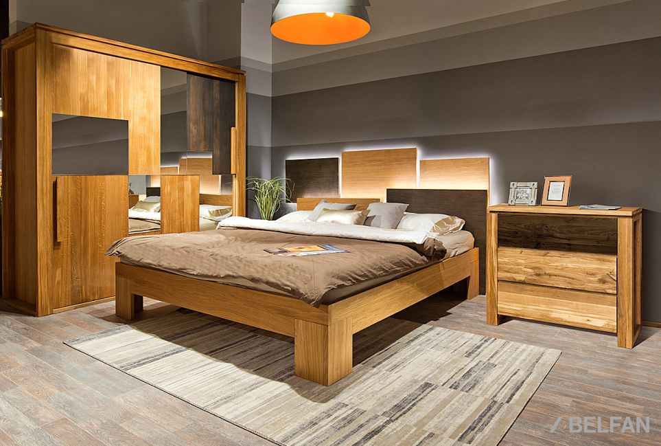 Кровать "Берген" 180 (с подсветкой) шпон дуба 6