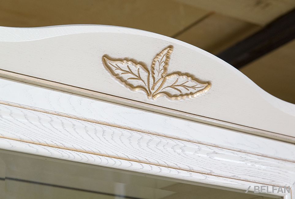 Шкаф с витриной 1-но дв. "Трио" (правый) массив и шпон дуба 5