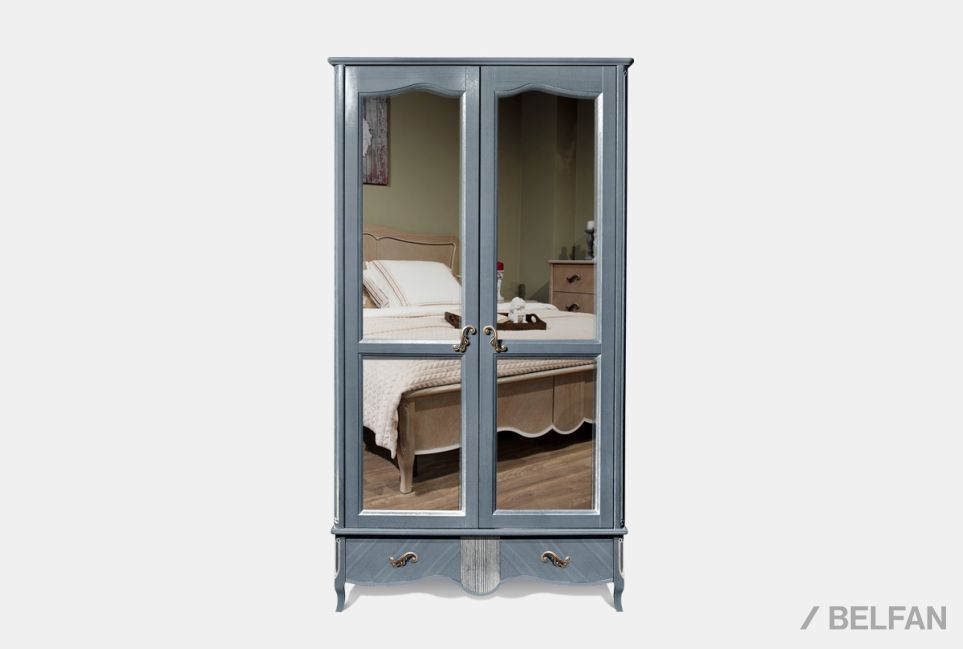 Шкаф для одежды "Катрин" фигурный 2-х дв. с зеркалами массив и шпон дуба 1