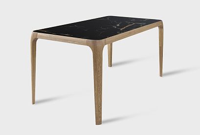 Стол обеденный "Бергамо"; стекло мрамор; 1800x864; дуб натуральный