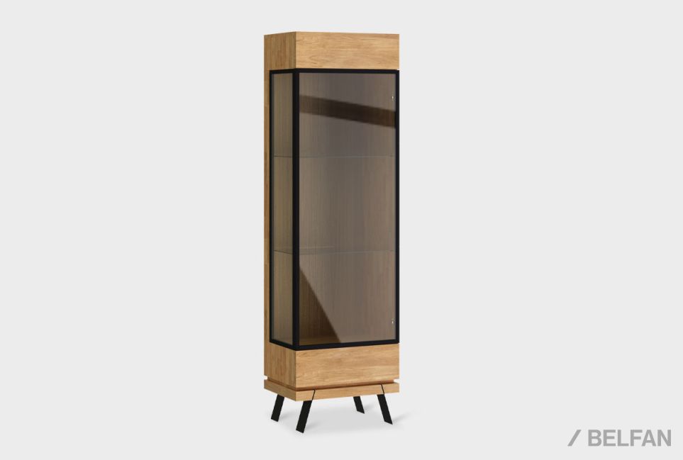 Витрина 1-но дверная "Этна" (правая) массив дуба, металл 1