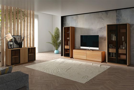 Шкаф с витриной 1-но дв. «Тор» (правый) массив дуба 4