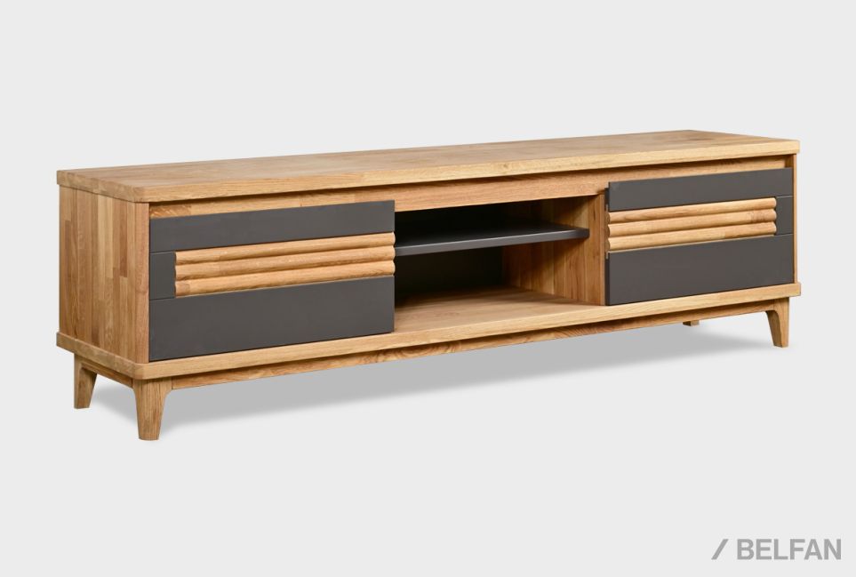 Тумба под ТВ "Уоллстрит" 170 (с нишей) массив дуба, МДФ 1