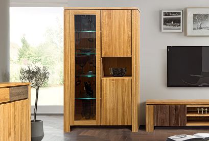 Шкаф с витриной комбинированный "Берген"; *ВМФ-6132 Ф; бейц масло