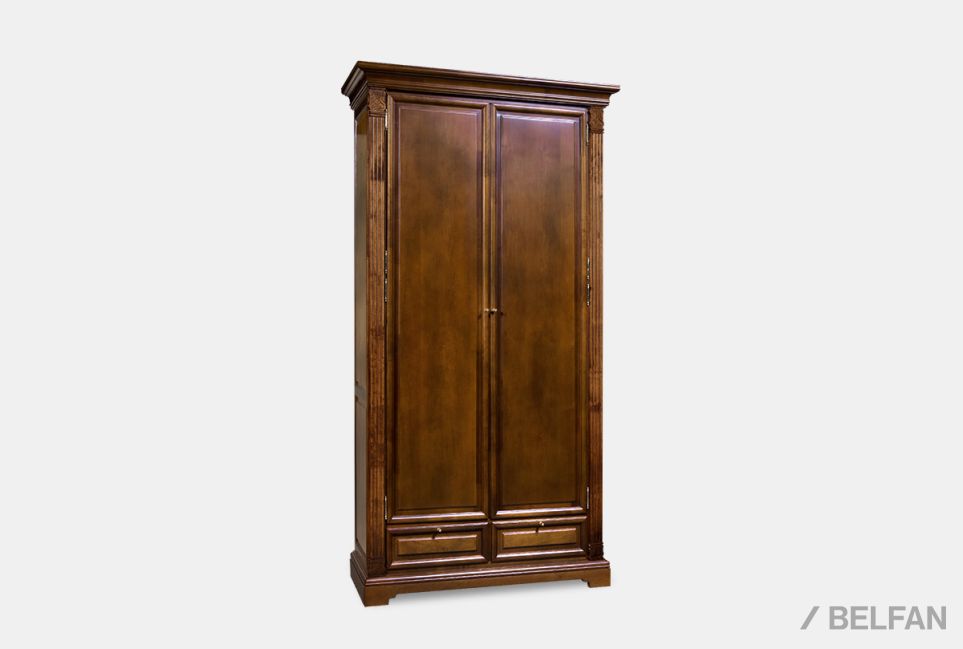 Шкаф для одежды "Престиж" 2 массив и шпон берёзы 1