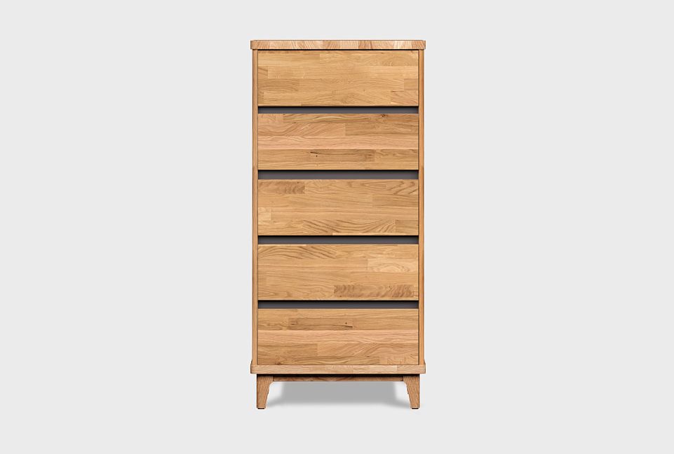 Комод "Уоллстрит" 5 (высокий); к-бейц-масло, ф-белый, вст-бейц-масло