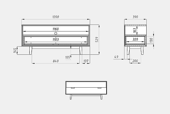 Тумба под ТВ "Ирвинг" 2 массив дуба 7