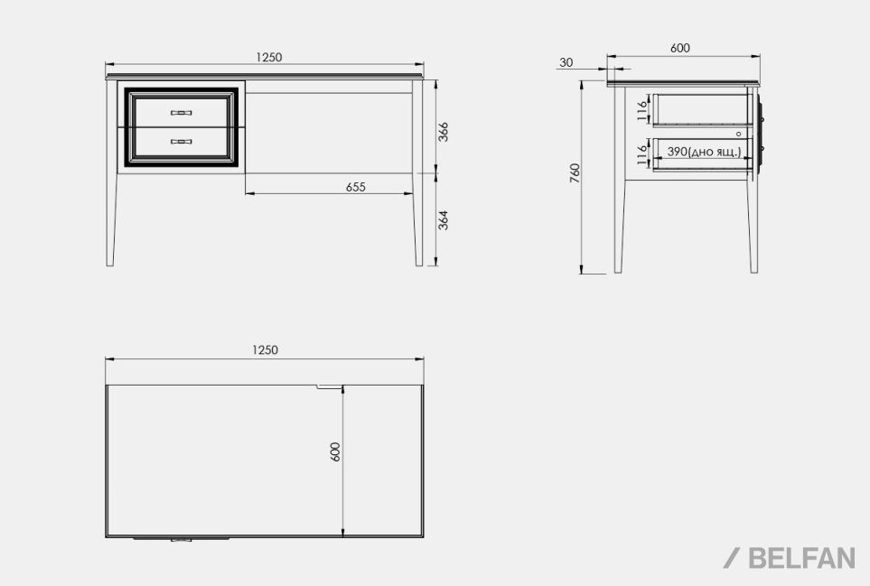 Стол письменный "Сакраменто" (1 тумба слева) массив и шпон дуба, МДФ 6