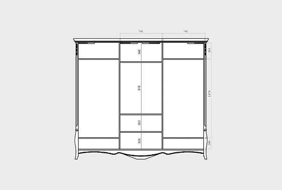 Шкаф-купе для одежды 3-х дв. "Трио" (с зеркалом) массив и шпон дуба 8