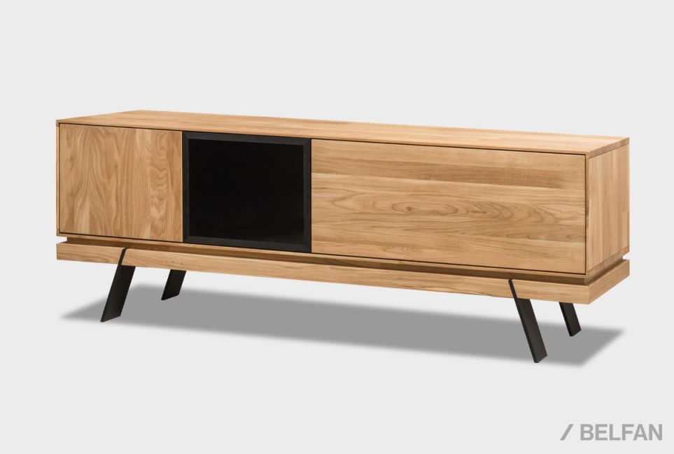 Тумба под ТВ "Этна" 160 массив дуба, металл 2